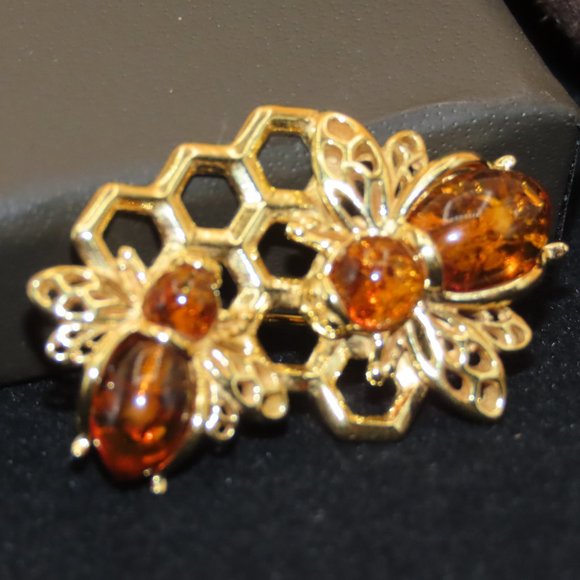 Amber Bumblebee and Honeycomb Pin in 18kt Gold Over Sterling by Ross and Simons - Picture 15 of 16